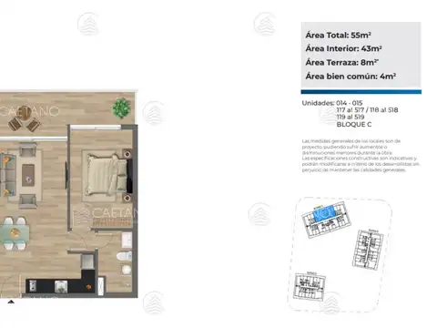 Departamento 2 ambientes con 1 baño