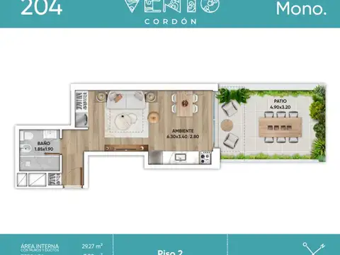 Vento Cordon Monoambiente con Patio Agosto 2026