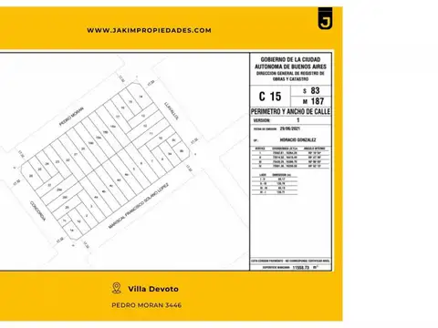 LOTE EN VILLA DEVOTO 8.66 x 42.5