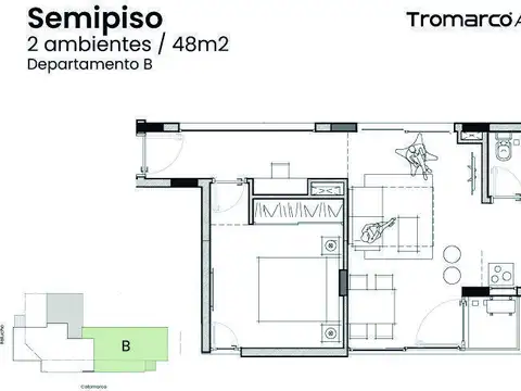 Departamento en Venta de 1 dormitorio