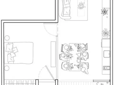 Departamento 2 ambientes con 1 baño