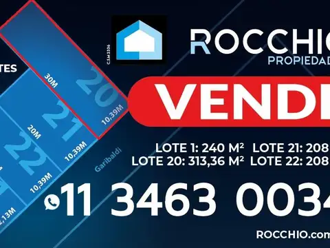 Terreno en Venta 10  mts Frente