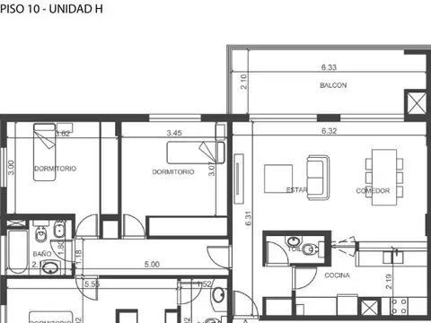Departamento 4 ambientes con 1 baño