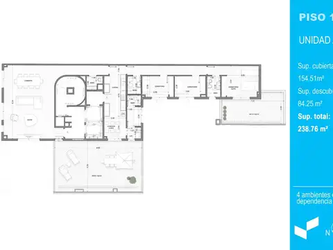 Departamento 4 ambientes con 3 baños