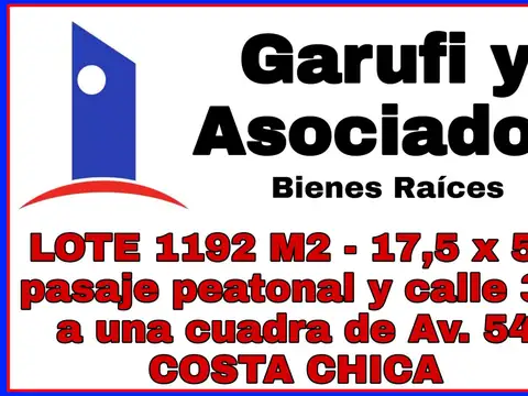 Gran Lote en Costa Chica 1192m2 - PERMUTA X VEHICULO