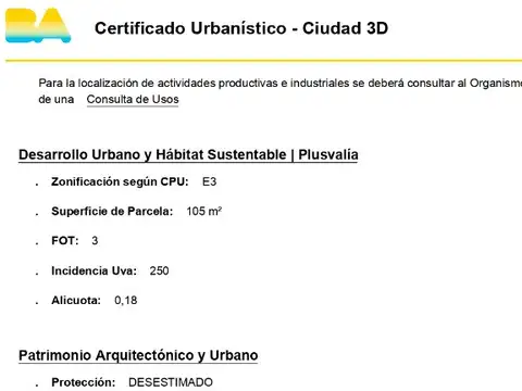 Terreno en Venta 10  mts Fondo