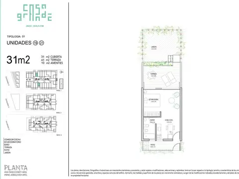 Departamento 2 ambientes con 1 baño