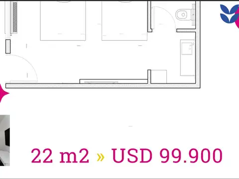 Departamento en Venta de 1 dormitorio