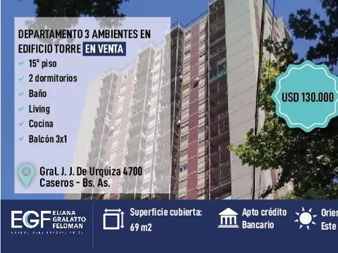 Venta Dpto 3 Amb edf torre caseros