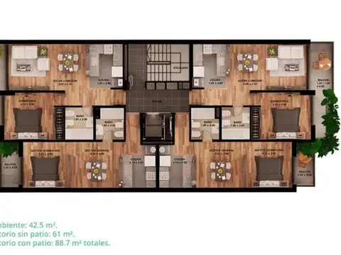 Departamento Monoambiente con 1 baño