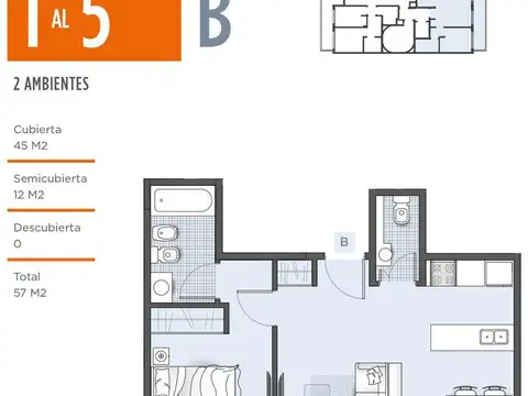 Julian Alvarez 725, Villa Crespo - 2 ambientes con balcón de pozo