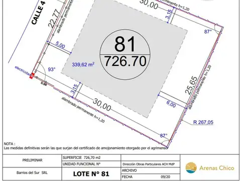Terreno en Venta de 726,0 m2