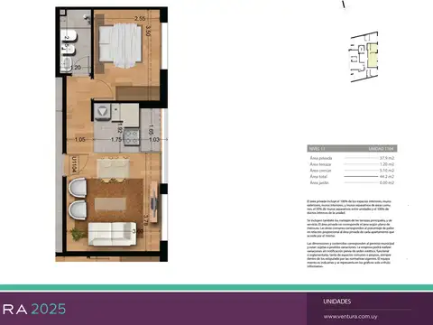 XINTEL(VEN-VEN-116) Venta Apartamento 1 dormitorio - Ventura 2025