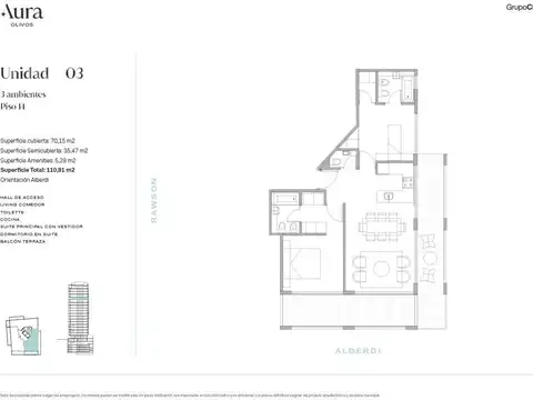 Departamento en Venta de 3 ambientes