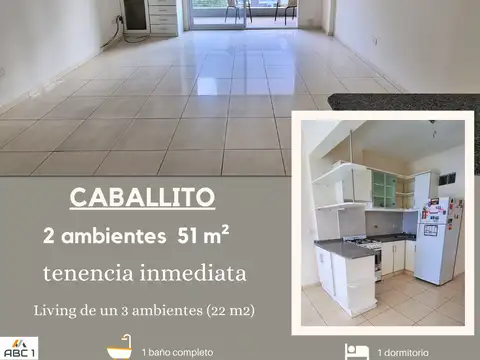EXCELENTE 2 AMB. 51 m² SEMIPISO de CATEGORÍA al frente con BALCÓN ATERRAZADO, LAVADERO a METROS del SUBTE "A" - COCH OPC (Piso alto)
