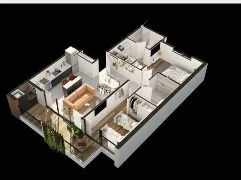 Departamento 2 ambientes con 1 baño