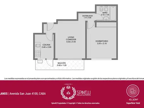 Departamento en Venta en Parque Chacabuco, USD 80.000