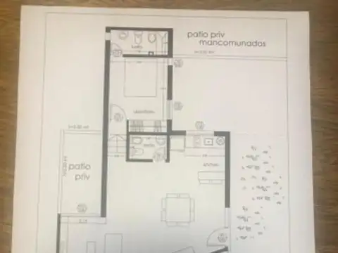 Casa 2 ambientes con 2 baños