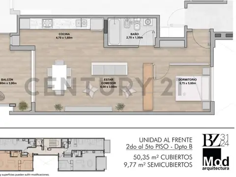 Departamento en Venta de 1 dormitorio
