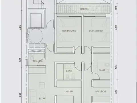 Departamento 3 ambientes con 2 baños