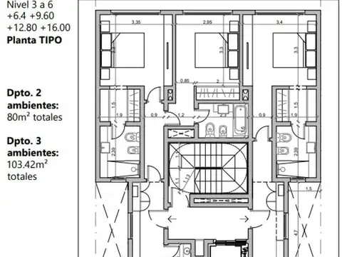 Departamento 2 ambientes con 2 baños