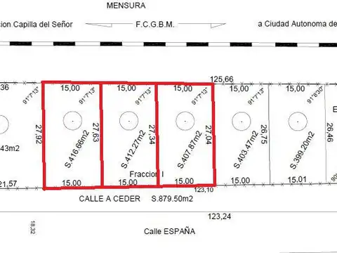 Terreno en Venta 15  mts Frente