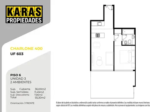 Departamento en Venta de 2 ambientes