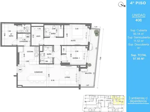 Departamento en Venta de 3 ambientes