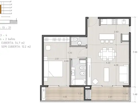 Departamento en Venta de 2 ambientes