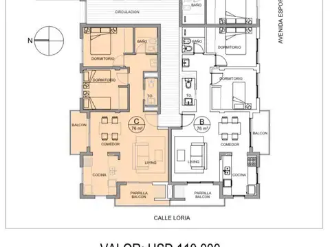 Departamento en Venta de 2 dormitorios