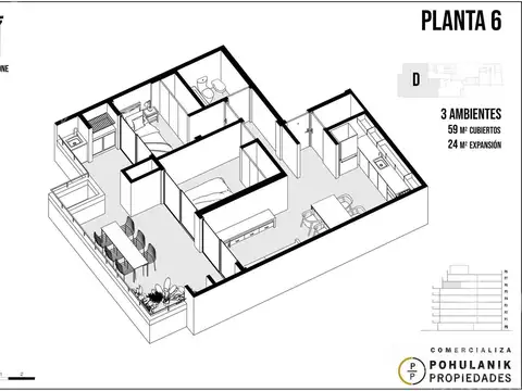 Departamento en Venta de 2 dormitorios