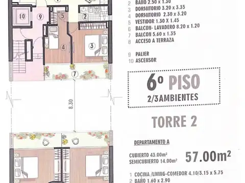 Departamento en Venta de 2 dormitorios