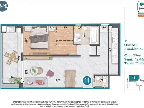 Departamento en Alquiler de 1 dormitorio