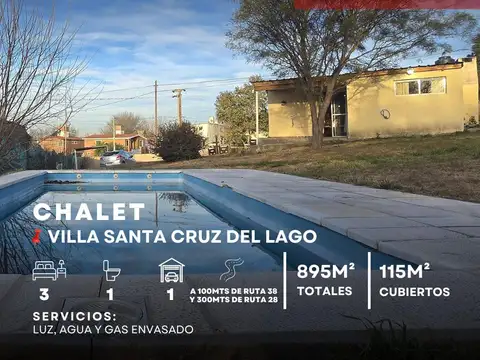 Venta Chalet Equipado C Pileta En 900m2 De Terreno A 100Mts De Ruta 38 En Villa Santa Cruz Del Lago