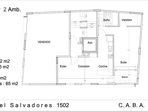 Departamento en Venta de 1 dormitorio