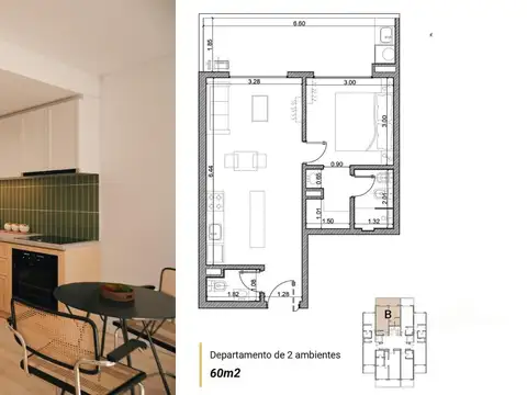 Departamento en Venta con 1 cocheras