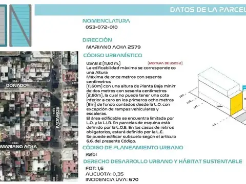 Terreno en Venta en Villa Urquiza, USD 299.000