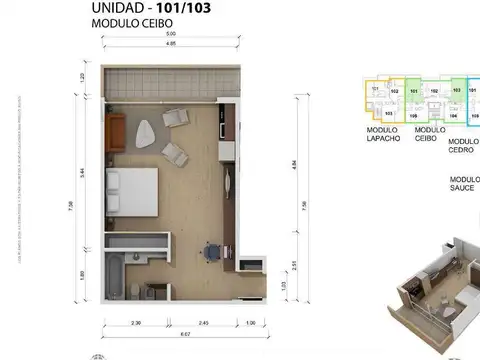 Departamento en  Venta - 1 ambiente con balcon y amenities