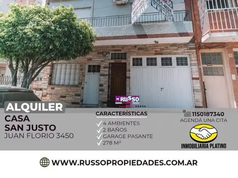Alquiler de Casa 4 Ambientes San Justo
