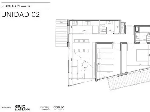 Departamento 3 ambientes con 2 baños