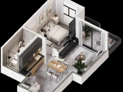 Departamento 2 ambientes con 1 baño