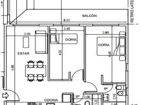 Departamento 4 ambientes con 2 baños