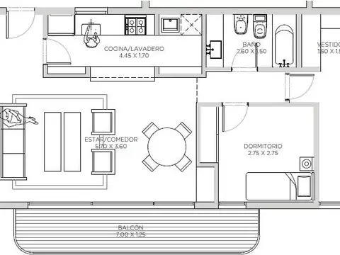 Departamento en Venta de 3 ambientes