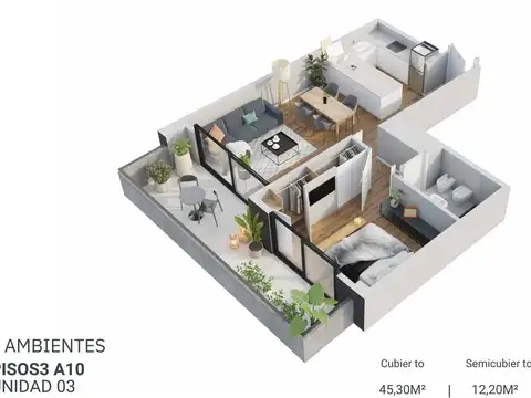 Departamento 2 ambientes en venta en Palermo con pileta