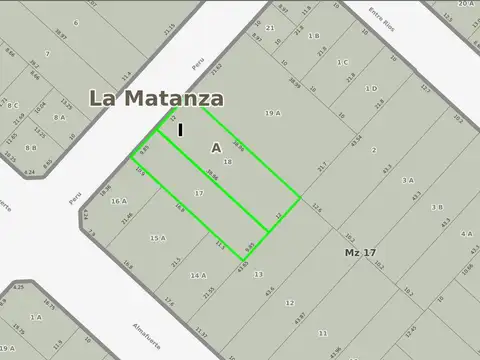 Terreno en Venta 21  mts Frente