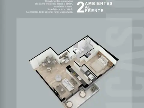 Departamento en Venta de 1 dormitorio
