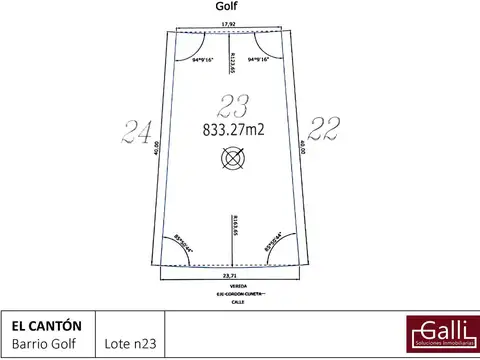 Terreno en Venta 23  mts Frente