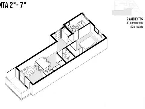 Departamento en Venta de 2 ambientes