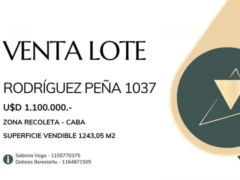 IDEAL INVERSIÓN LOTE EN VENTA RECOLETA