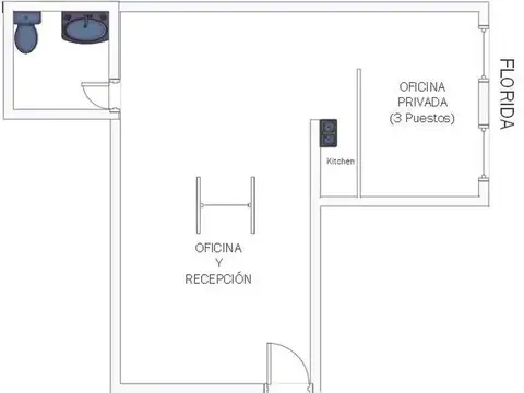 Oficina 3 ambientes con 1 baño